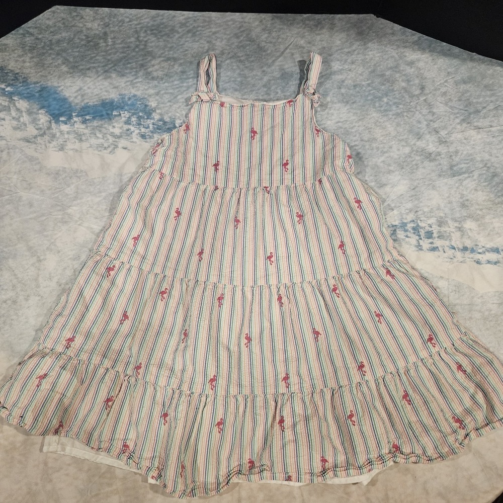 Gymboree Girls Flamingo Stripe Sundress Size 12 Rainbow Summer Dress